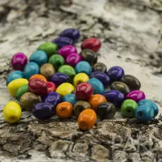 Träpärla 6x4 mm, Färgmix (100st)