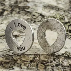 Budskapsring "I love you" 24 mm, Antiksilver (st)