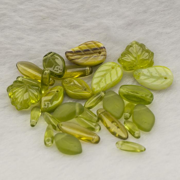 Glaspärlor Lövmix Sommar, grönmix (10g)