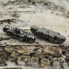 Connector med strass 21x8 mm, Antiksilver/Svart (4st)