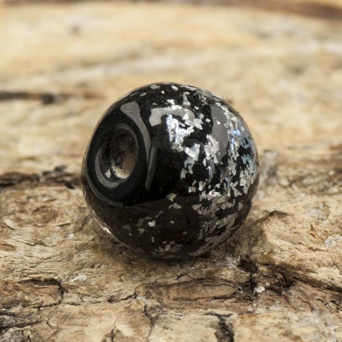 Glaspärla Lampwork 9x7 mm, Svart (5st)