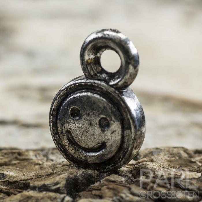 Akrylberlock Smile 13x9 mm, Antiksilver (30st)