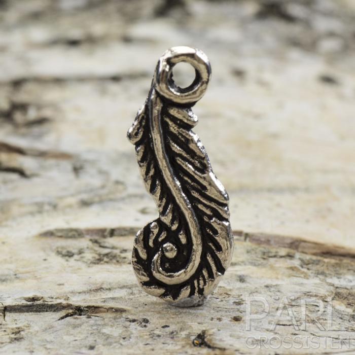 Berlock Fjäder, 16x6 mm, Antiksilver (10st)
