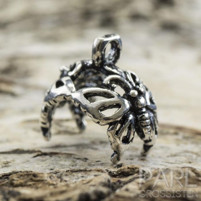 Pärlhållar Fjäril 12x13 mm, Antiksilver (st)