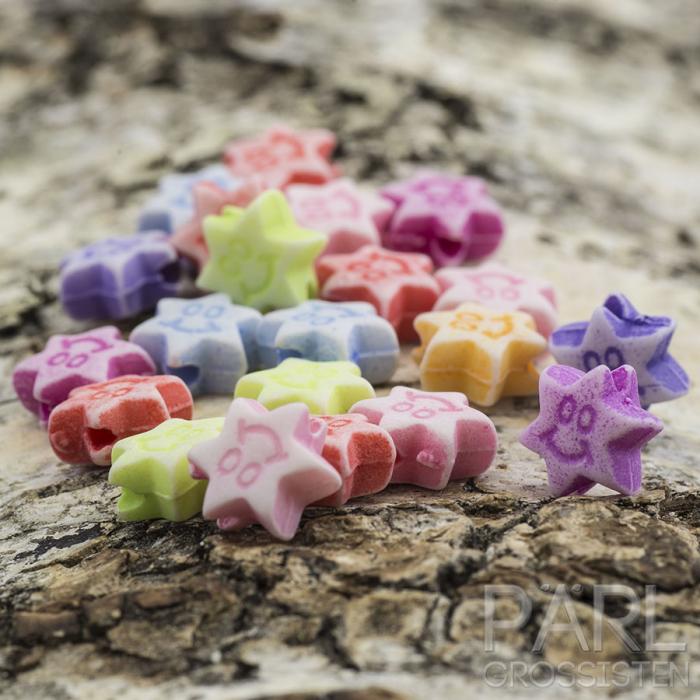 Akrylpärla Stjärna SMILE 8x8 mm, Färgmix (25st)