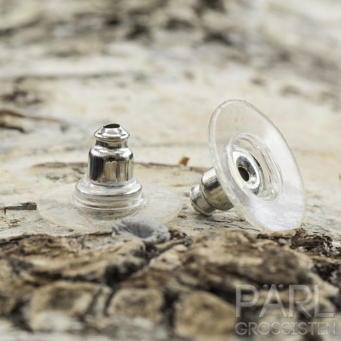 Örstopp med plast, Klar/Silverfärg (20st)