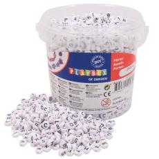 Bokstavspärlor i hink 7 mm, Vit (2500 st)