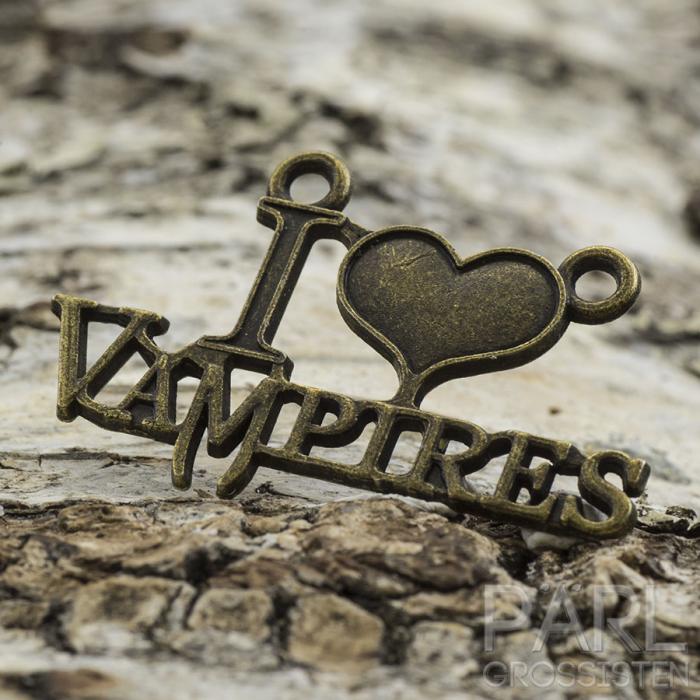 Berlock I Love Vampires 21x34 mm, Antikbrons (4st)