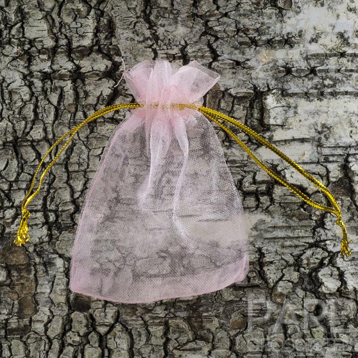 Tygpåse organza 9x7 cm, Rosa (st)