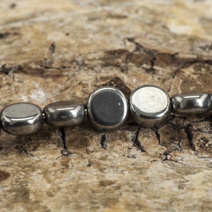 Glaspärla Lins 6 mm, Hematit (10st)