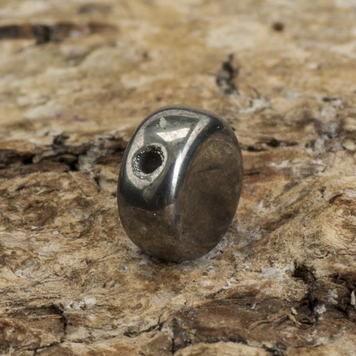 Glaspärla Lins 6 mm, Hematit (10st)