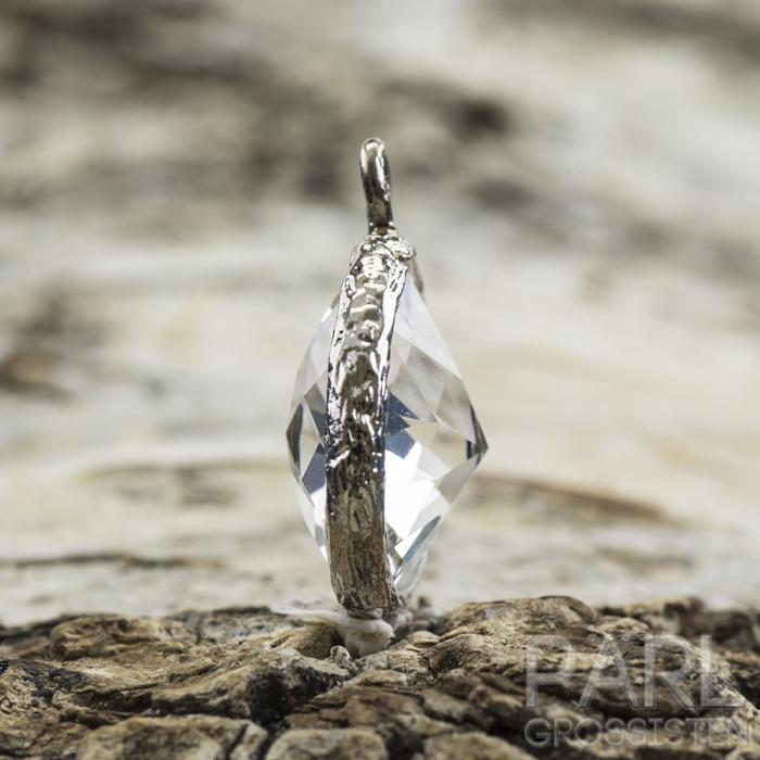 Berlock facetterat glas 16x14 mm, Klar/Platinafärg (st)