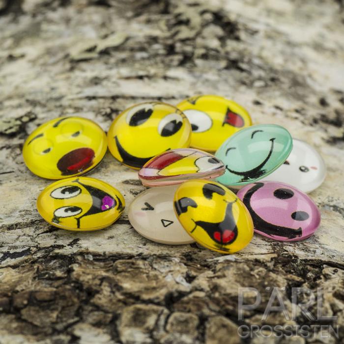 Cabochon Emoji 12 mm, Mix (10st)