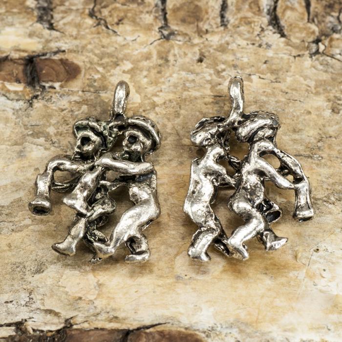Berlock Spelmän, 12x18 mm, Antiksilver (5st)