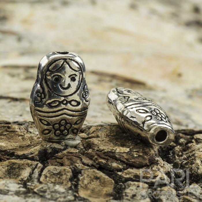 Mellandel Rysk docka 12x8 mm, Antiksilver (5st)