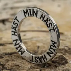 Budskapsring "MIN HÄST" 22 mm, Antiksilver (st)