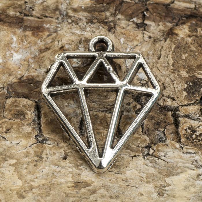 Berlock Diamant 15x18 mm, Antiksilver (5st)