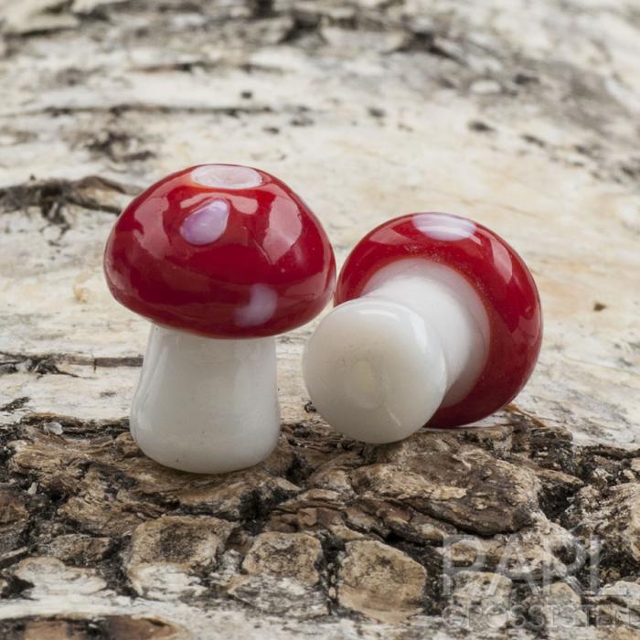 Glaspärla Svamp 16x12 mm, Röd (st)