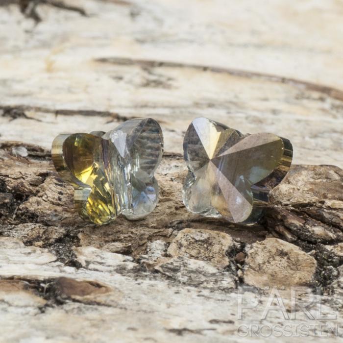 Glasfjäril 6x7,5 mm, Klar/Koppar (5st)