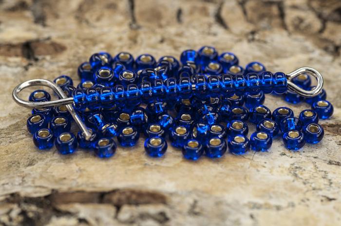 Seed Beads silverlined 2,6 mm, Blå (20g)
