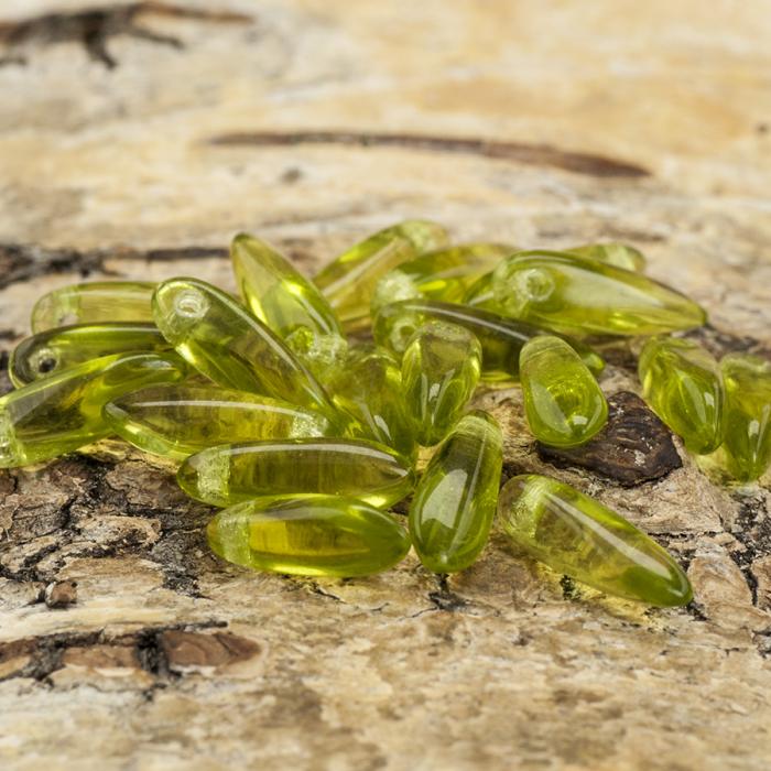 Hänge droppe glas 3,2x10 mm, Grön (20st)