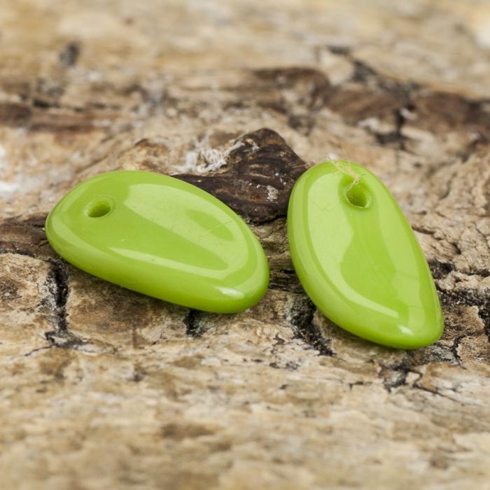 Berlock Löv 5,5x10 mm, Grön (10st)