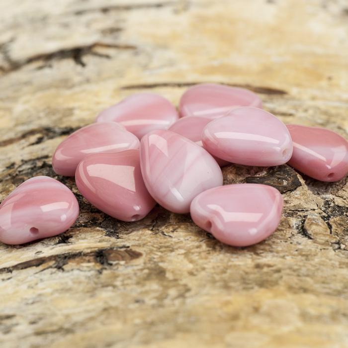Glaspärla Hjärta 10x10 mm, Rosa (10st)