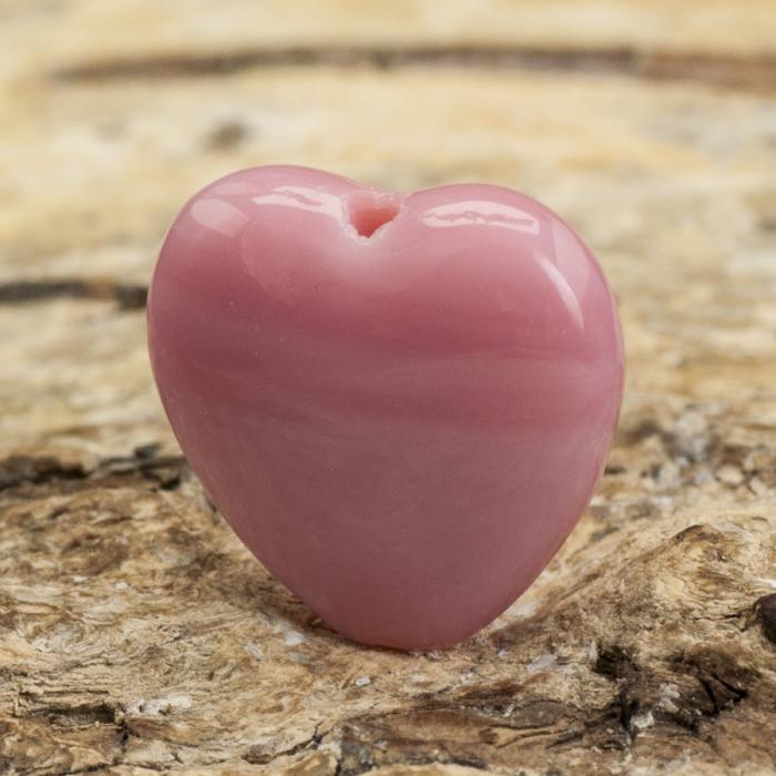 Glaspärla Hjärta 10x10 mm, Rosa (10st)
