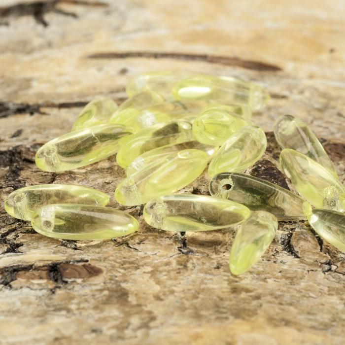 Hänge droppe glas 3,2x10 mm, Gul (20st)