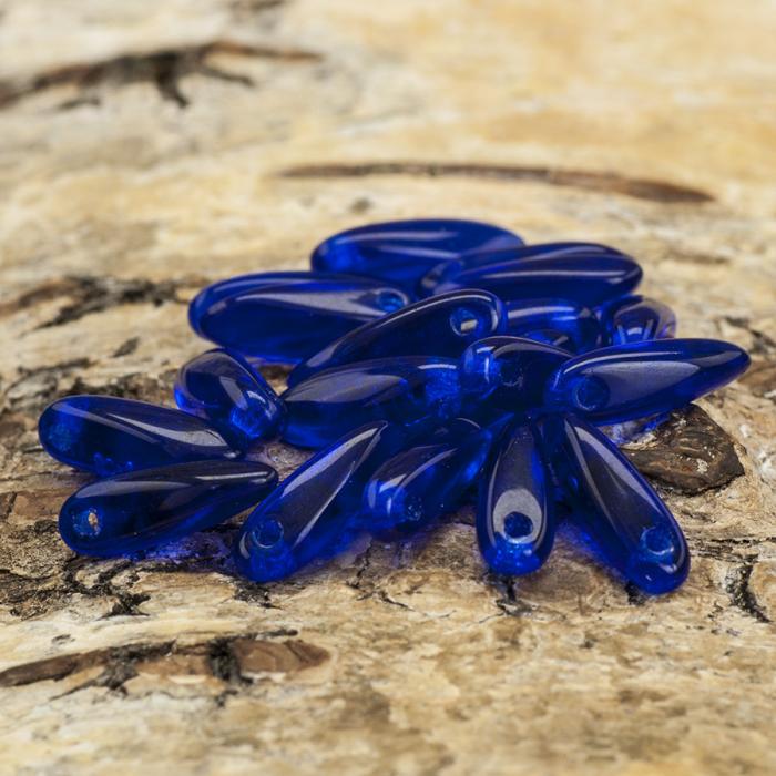 Hänge droppe glas 3,2x10 mm, Mörkblå (20st)