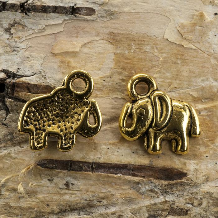 Berlock Elefant 11x11 mm, Antikguld (5st)