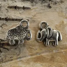Berlock Elefant 11x11 mm, Antiksilver (5st)