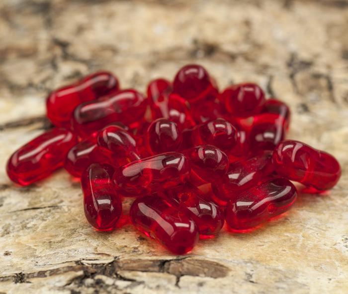 Oval glaspärla 9x4 mm, Röd (20st)