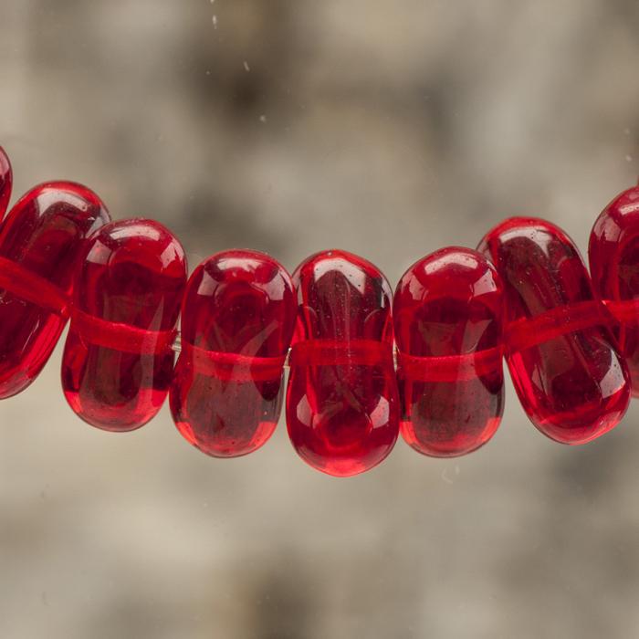 Oval glaspärla 9x4 mm, Röd (20st)