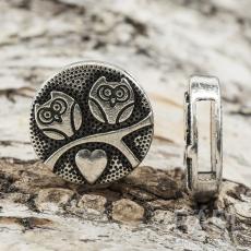 Slider Ugglor 18 mm, Antiksilver (st)