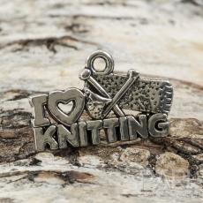 Berlock "I love knitting" 13x20 mm, Antiksilver (5st)