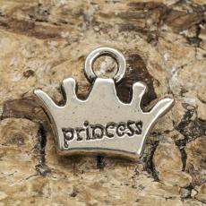 Berlock krona "Princess" 13x10,5 mm, Antiksilver (5st)