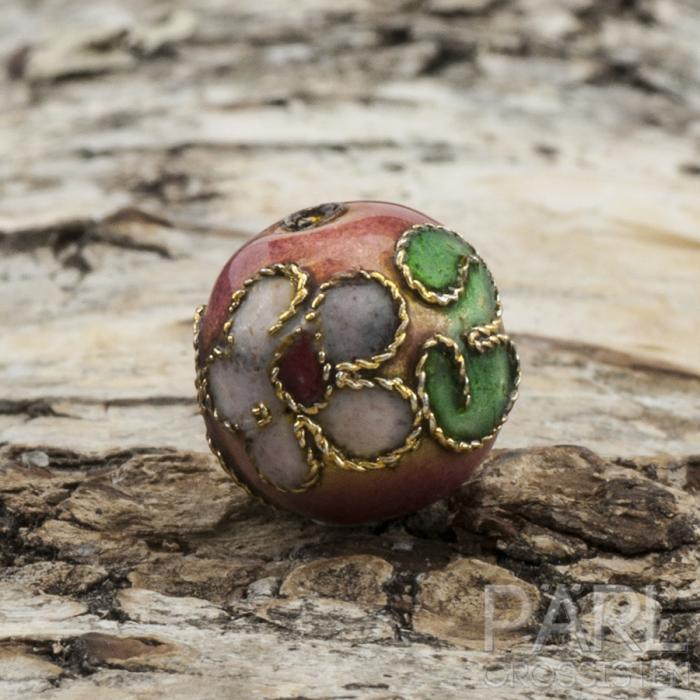 Cloisonnepärla 12 mm, Rosa (st)