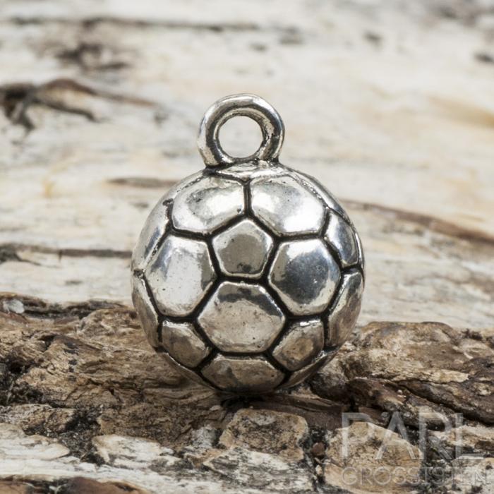 Berlock Fotboll 11x14 mm, Antiksilver (st)
