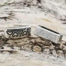 Slider Band med hjärtan 6x16 mm, Antiksilver (5st)