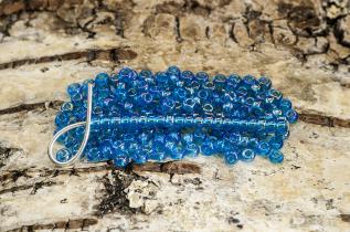 Seed Beads transparent rainbow 2,6 mm, Blå (20g)