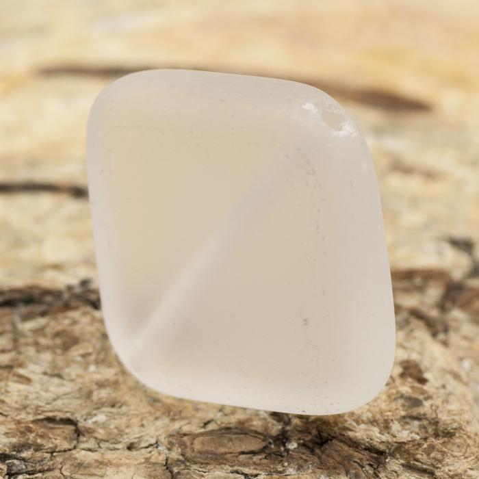 Frostad glaspärla fyrkant 19x19 mm, Vit (5st)