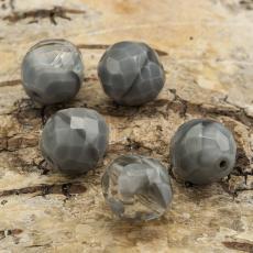 Glaspärla facetterad kula 14 mm, Grå (5st)