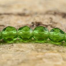 Glaspärla facetterad 4,5x5 mm, Grön (25st)