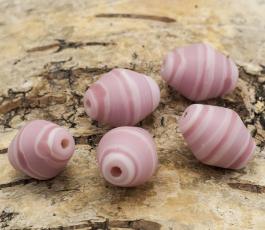 Glaspärla Fantasi 14x18 mm, Rosa/Vit (5st)