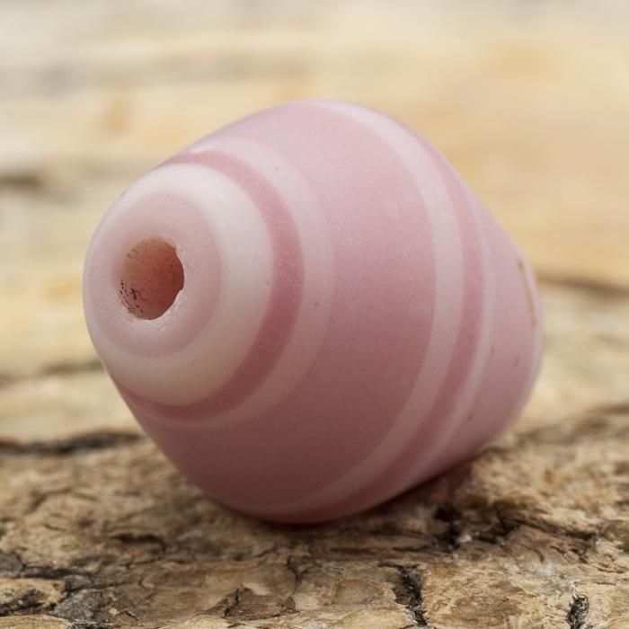 Glaspärla Fantasi 14x18 mm, Rosa/Vit (5st)