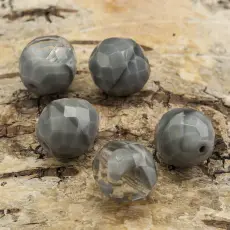 Glaspärla facetterad kula 14 mm, Grå (5st)