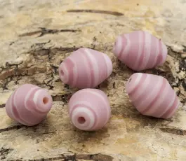Glaspärla Fantasi 14x18 mm, Rosa/Vit (5st)