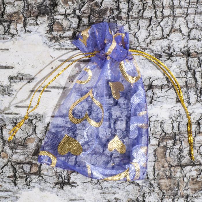 Organzapåse med hjärtan 9x7 cm, Lila (st)