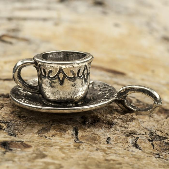 Berlock Kaffekopp 18x26 mm, Antiksilver (st)